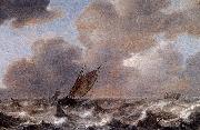Jan Porcellis Vessels in a Strong Wind oil painting artist